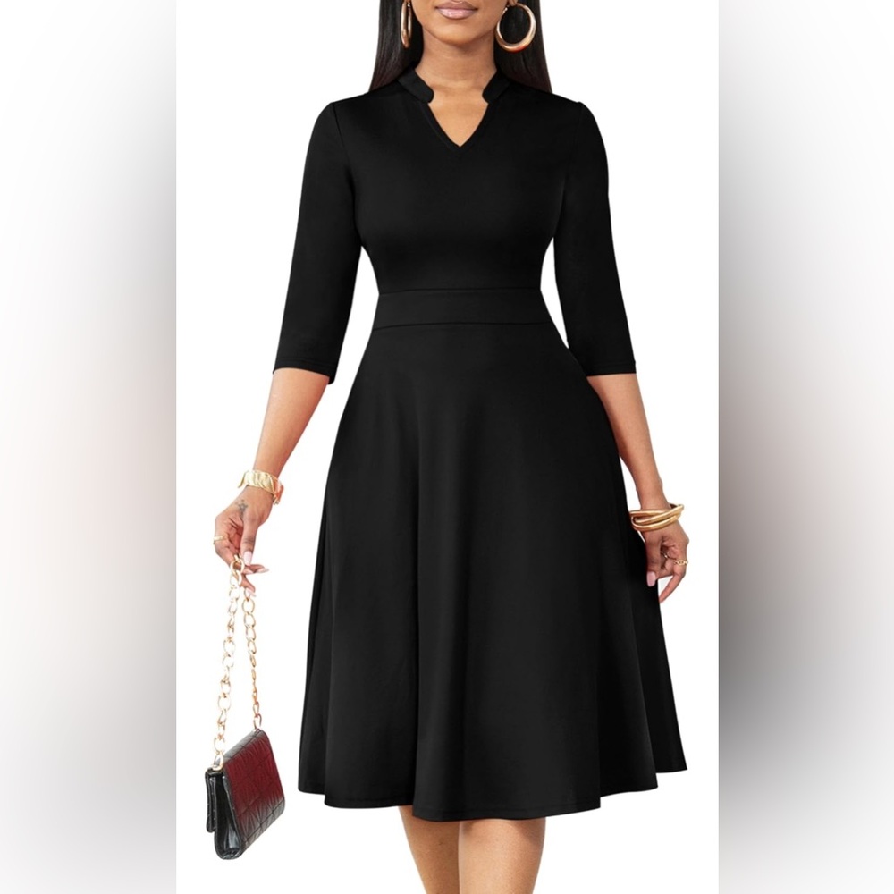 Nmoder Elegant Black Women's Dress